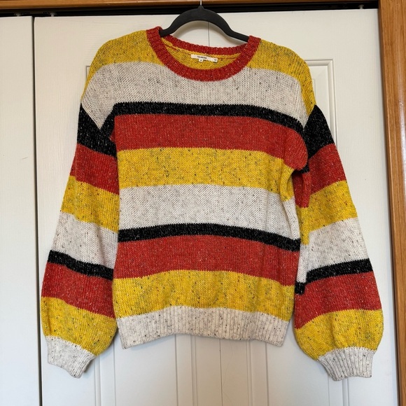 Tularosa Veni Crew Angora Blend Sweater in Orange Stripe - Picture 2 of 8
